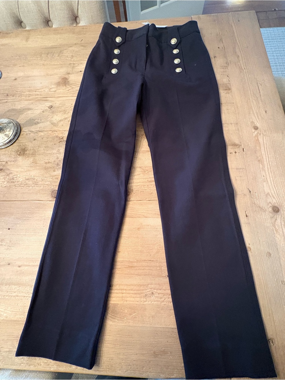 10 Crosby Derek Lam Navy Dress Pants with Gold Buttons